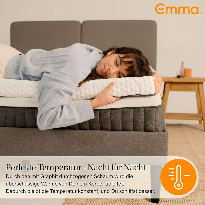 Emma Premium-Matratzenauflage 90 x 200 cm, 8 cm | 2 temperaturausgleichende & Feste Schichten | HRX-