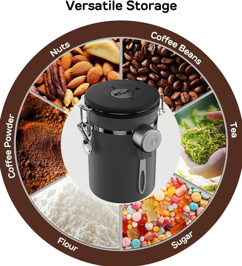 Coffee Gator-Edelstahl-Kaffeedose – Hält gemahlener Kaffee und Bohnen länger frisch – Behälter mit D