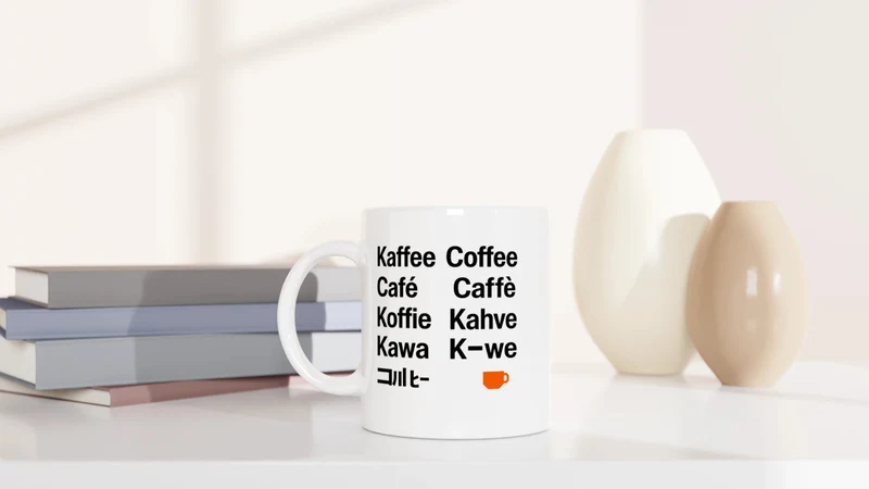 Kaffee in 9 Sprachen - Tasse