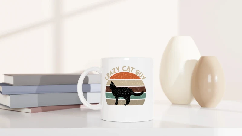 Crazy Cat Guy - Retro - Tasse