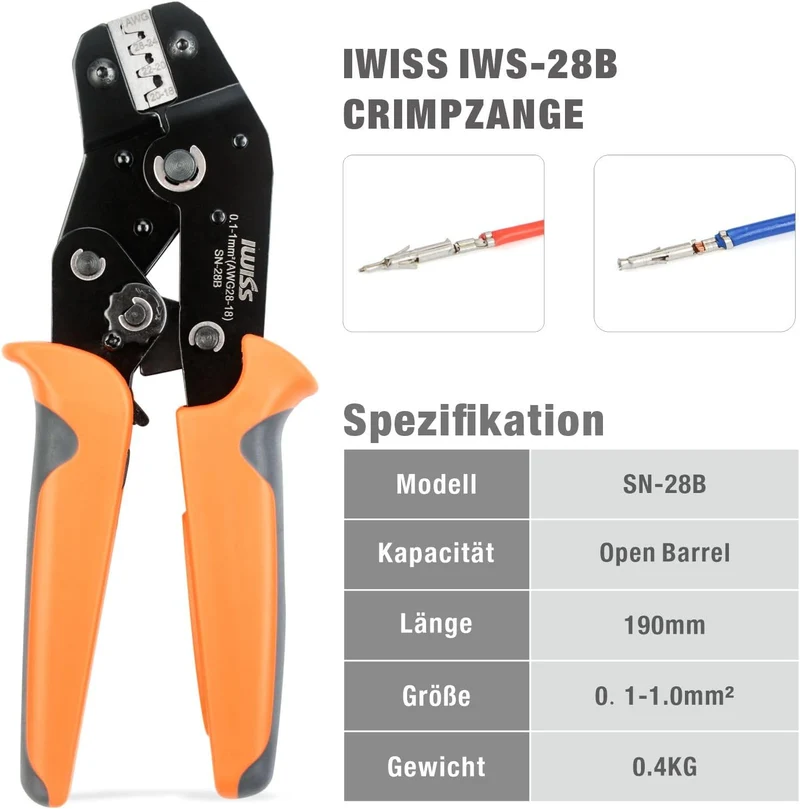 iCrimp Crimpwerkzeuge für Dupont Professional Pin Compression Ratcheting Modularer isolierter Crimpe