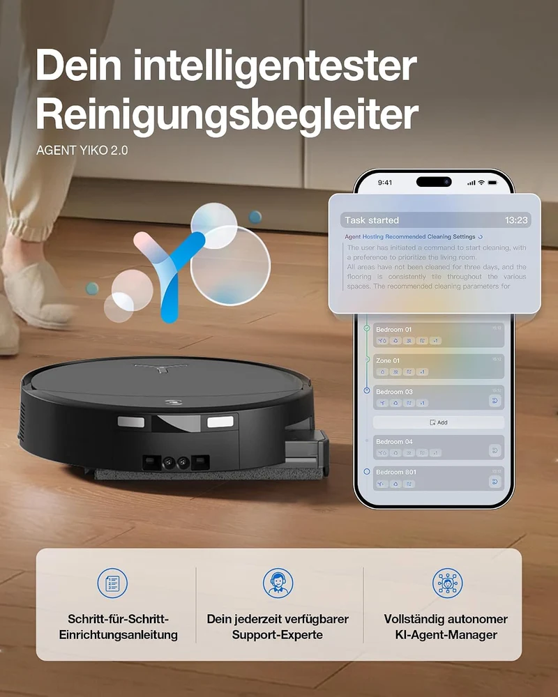 ECOVACS DEEBOT T90 PRO Omni Saugroboter mit Wischfunktion, Roboterstaubsauger 30.000 Pa, Schnelllade