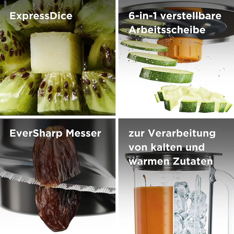 Kenwood MultiPro XL Weigh+ FDM72.990SS Kompakt-Küchenmaschine mit integrierter Waage & Timer, Expres
