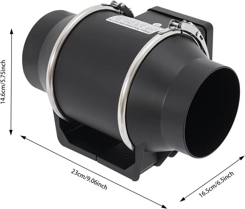 Luftventilator, 100 mm, 35 W, 220 m³/h, 2600 U/min, Schwarz