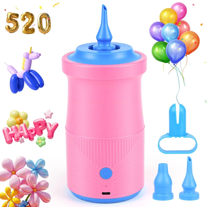 Luftballonpumpe Elektrisch,2000mAh Ballonpumpe Elektrisch mit 3 Luftdüsen,Tragbar Balloon Pump Luftb