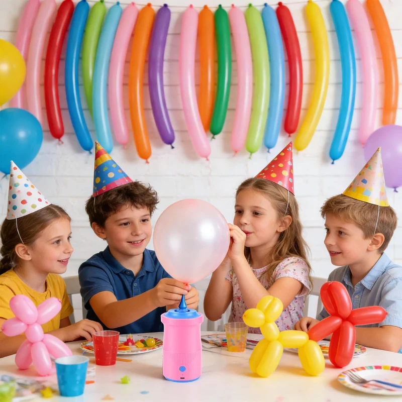 Luftballonpumpe Elektrisch,2000mAh Ballonpumpe Elektrisch mit 3 Luftdüsen,Tragbar Balloon Pump Luftb