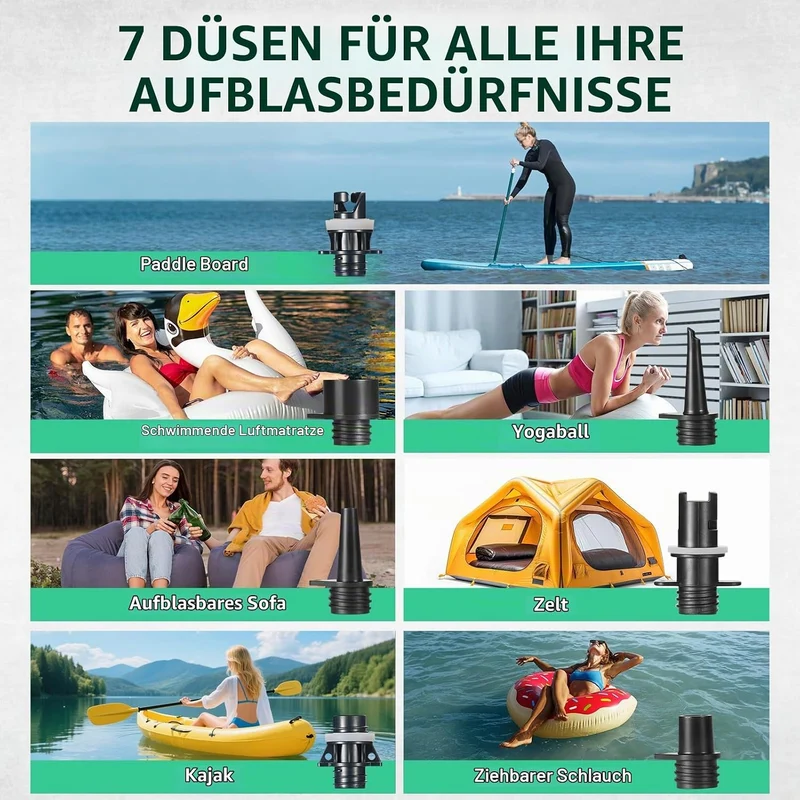 Swonder Seafalcon SUP Pumpe Akku, 3-in-1 wiederaufladbare elektrische Luftpumpe mit Abnehmbarer Batt