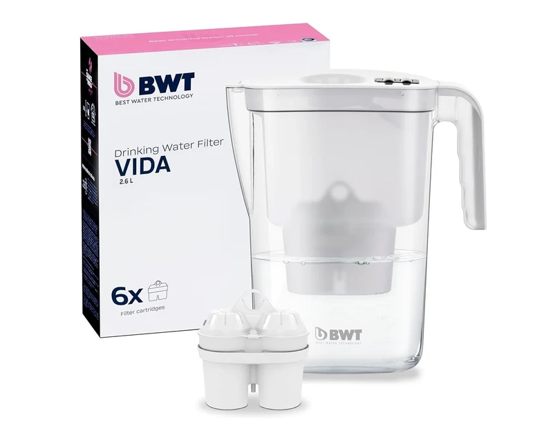 BWT Wasserfilter Vida 2,6L inkl. 6 Stück SOFT Filterkartuschen 6x Soft + Tischwasserfilter, 6x Soft