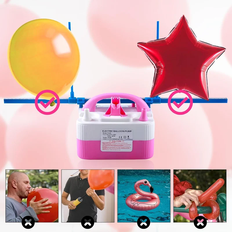 Luftballonpumpe Elektrisch,600W Elektrische Ballonpumpe Luftpumpe für Ballons,Doppeldüse Inflatorgeb