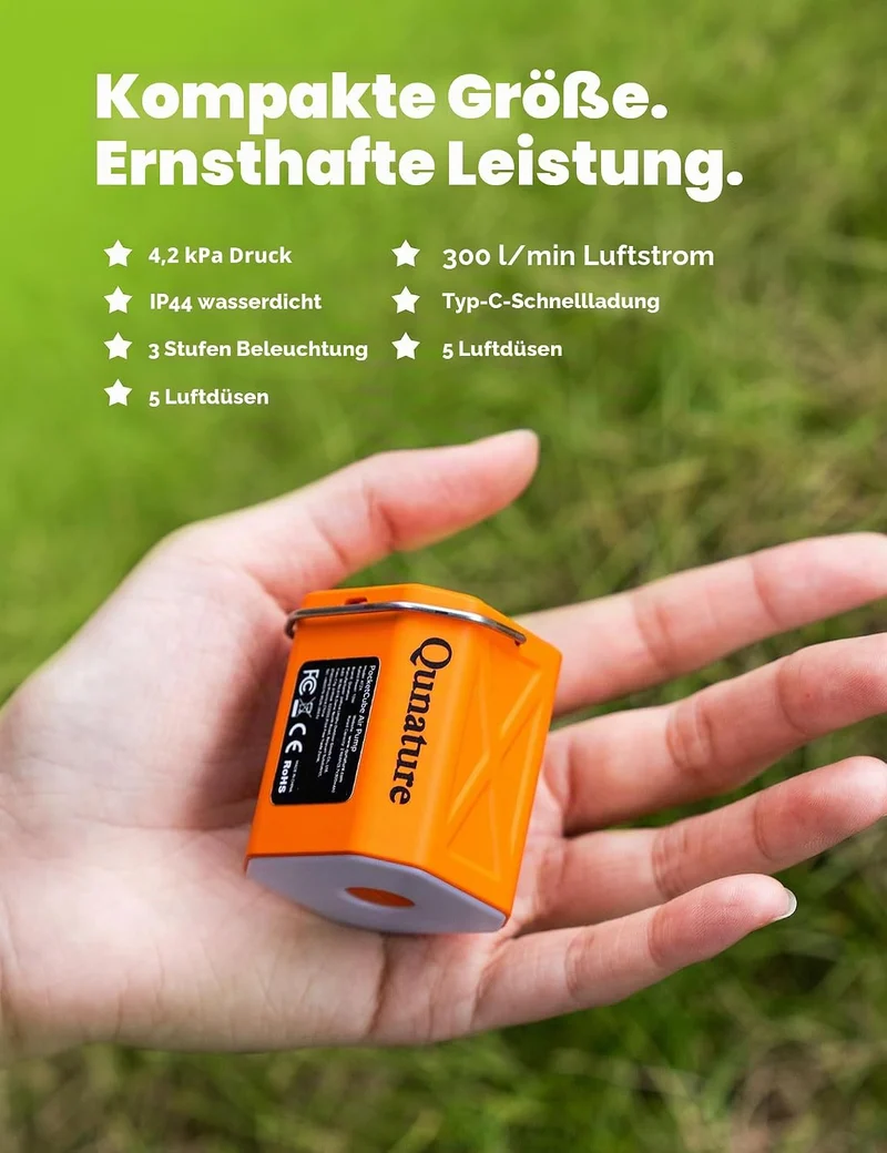 Mini Elektrische Luftpumpe 4.2kPa 150L/min, Tragbar 45g Orange, Orange