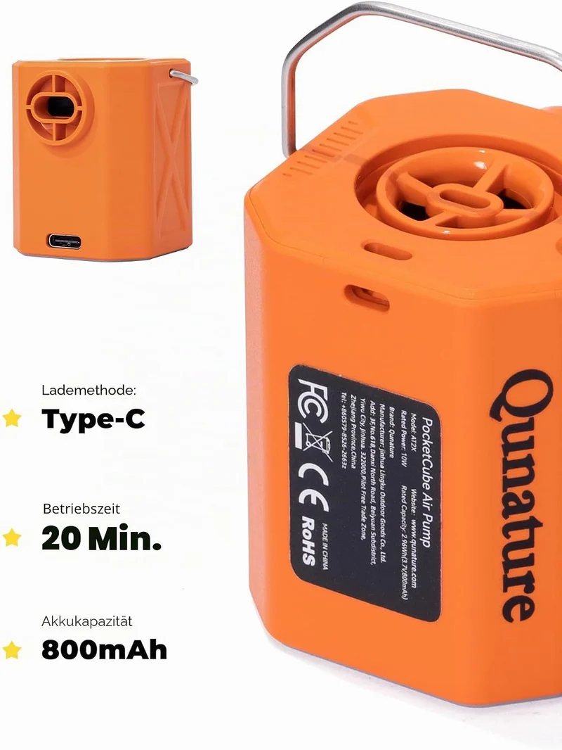 Mini Elektrische Luftpumpe 4.2kPa 150L/min, Tragbar 45g Orange, Orange
