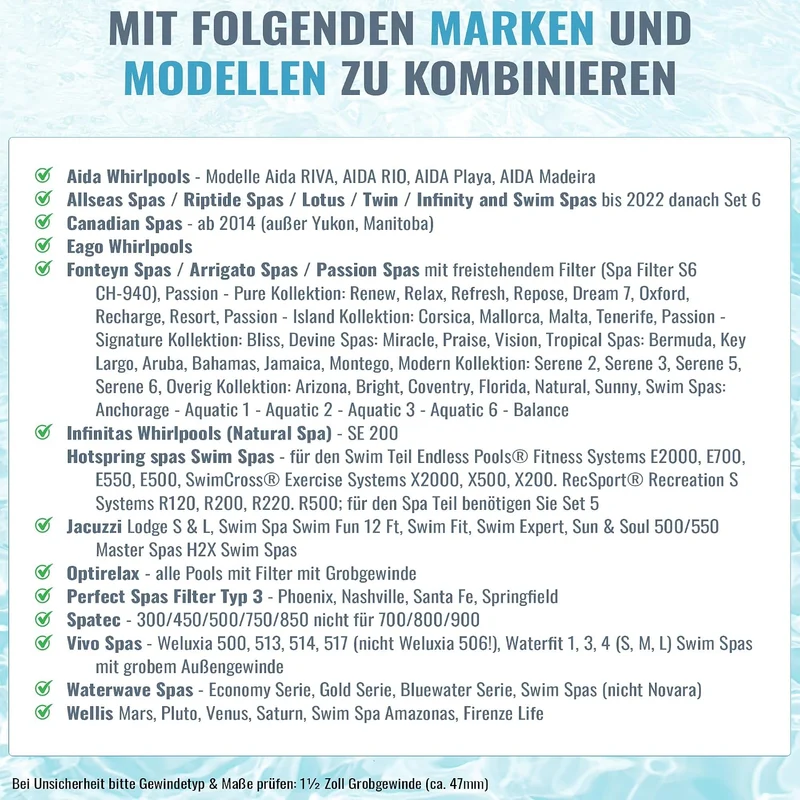 EGO3 Whirlpool Filter Set 2 1½ Zoll Grobgewinde + 10 Jahresfüllungen – ersetzt Kartuschenfilter & Wh