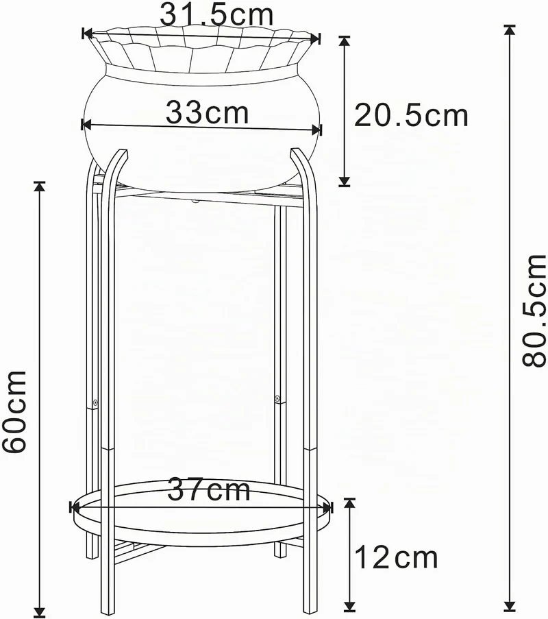 [en.casa] Blumenständer Altena Pflanzenständer mit Blumentopf und Ablage Metall Grün Pflanzenregal 8
