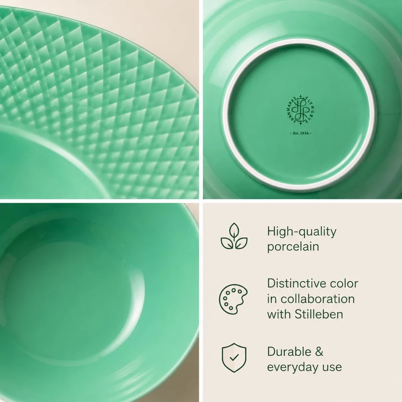 Lyngby Porcelæn Tiefer Teller Ø24.5 cm Rhombe Color Mix & Match Porzellan, grün, Grün
