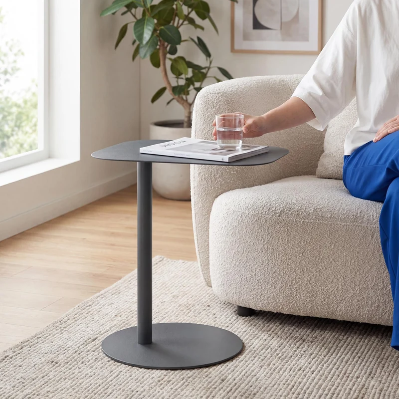 [en.casa] Beistelltisch Nastätten Gartentisch Couchtisch mit Metallgestell Sofatisch modernes Design