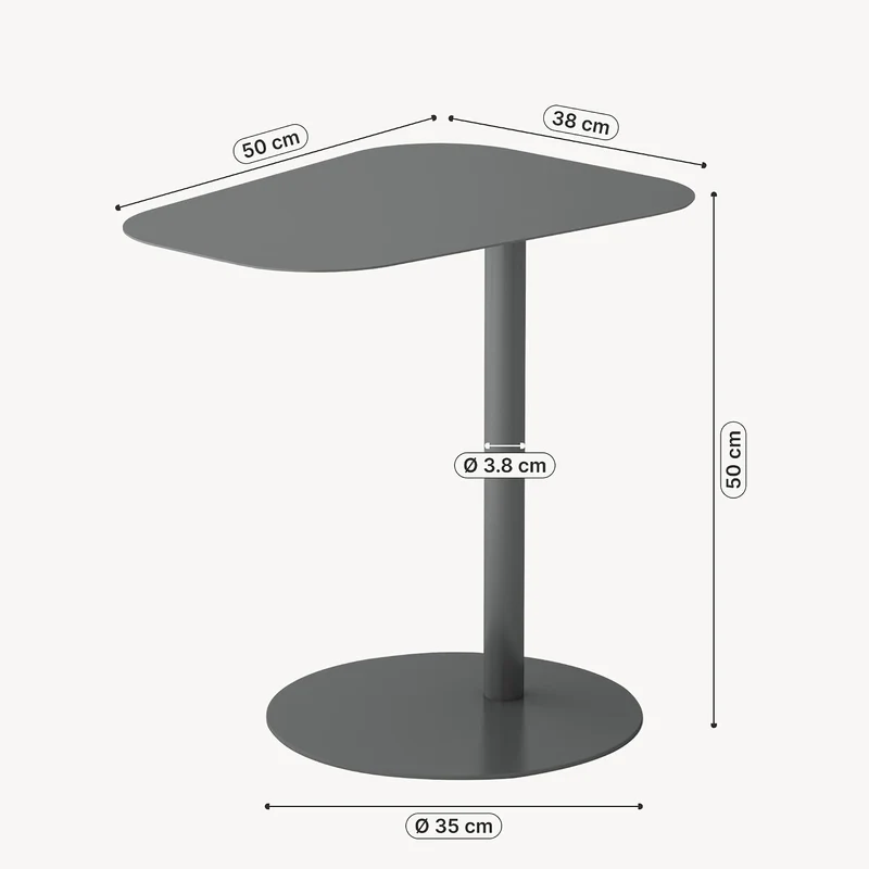 [en.casa] Beistelltisch Nastätten Gartentisch Couchtisch mit Metallgestell Sofatisch modernes Design