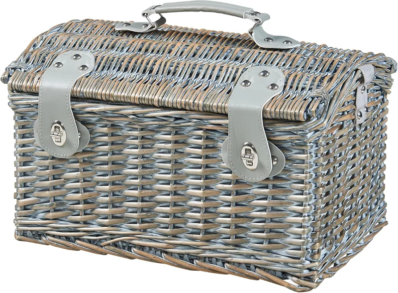 casa.pro Picknickkorb Folldal Komplettset für 2 Personen mit Kühltasche Weidenkorb Picknickset aus G