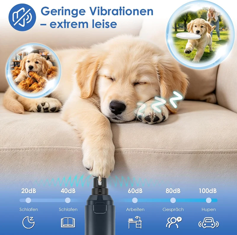 HOVIN 6-Gang Krallenschleifer für Hunde mit 2 LED-Leuchten für Haustiere
