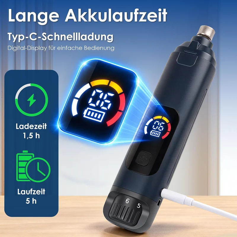 HOVIN 6-Gang Krallenschleifer für Hunde mit 2 LED-Leuchten für Haustiere
