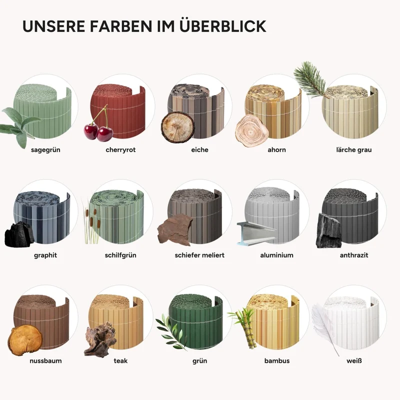 Videx PVC Sichtschutzmatte 100 x 300cm | Premium-Qualität inkl. Befestigungsschlaufen und U-Abdeckpr