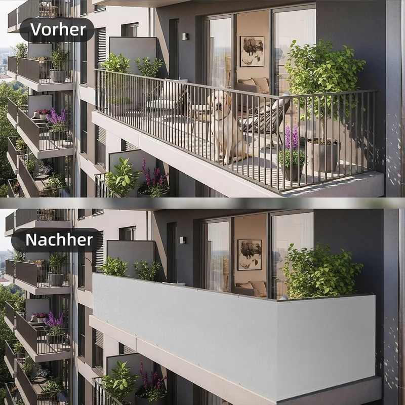 Shade&Beyond Balkon-Sichtschutz Wetterfest 75 x 600 cm, Anthrazit 75 x 600 cm Hellgrau, 75 x 600 cm