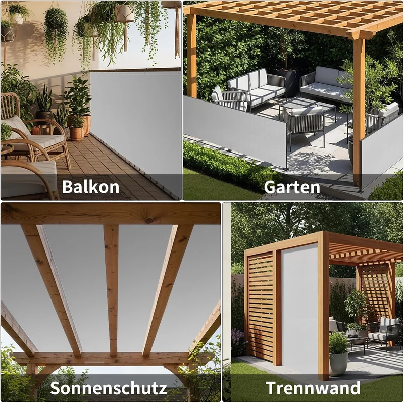 Shade&Beyond Balkon-Sichtschutz Wetterfest 75 x 600 cm, Anthrazit 75 x 600 cm Hellgrau, 75 x 600 cm
