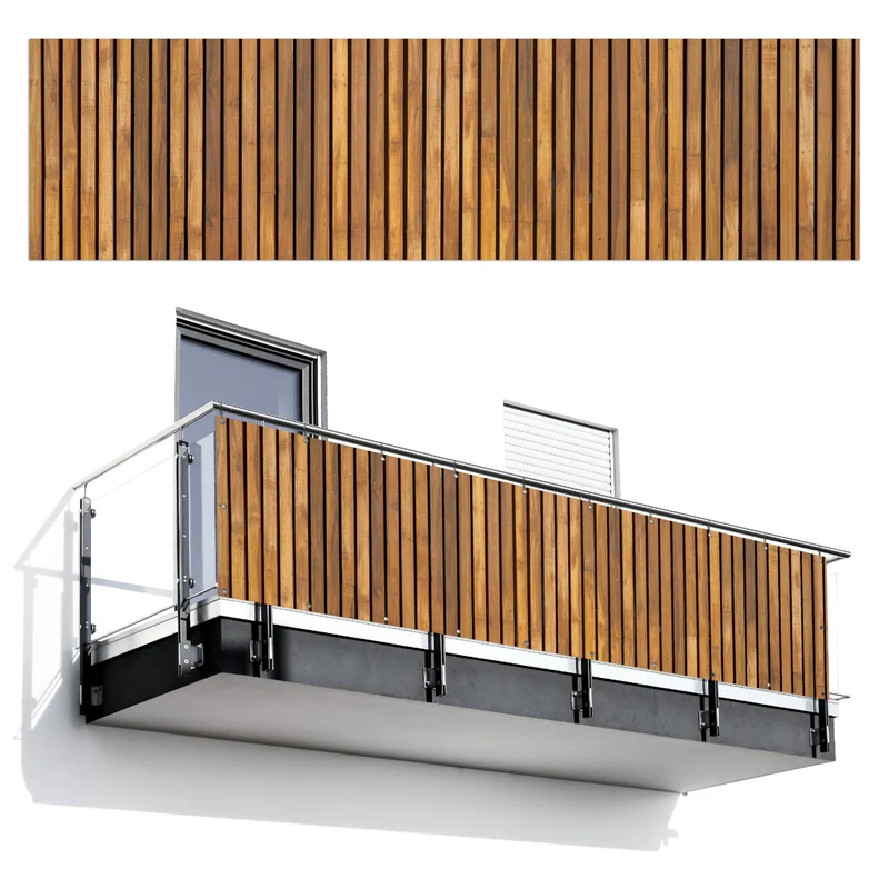 MuchoWow© Sichtschutz/Balkon Einseitig Gross PVC Terrassen Garten ohne 75x300 cm Latte - Wand, 75x30
