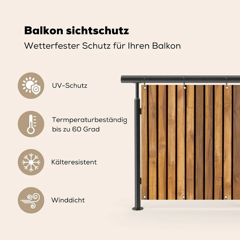 MuchoWow© Sichtschutz/Balkon Einseitig Gross PVC Terrassen Garten ohne 75x300 cm Latte - Wand, 75x30