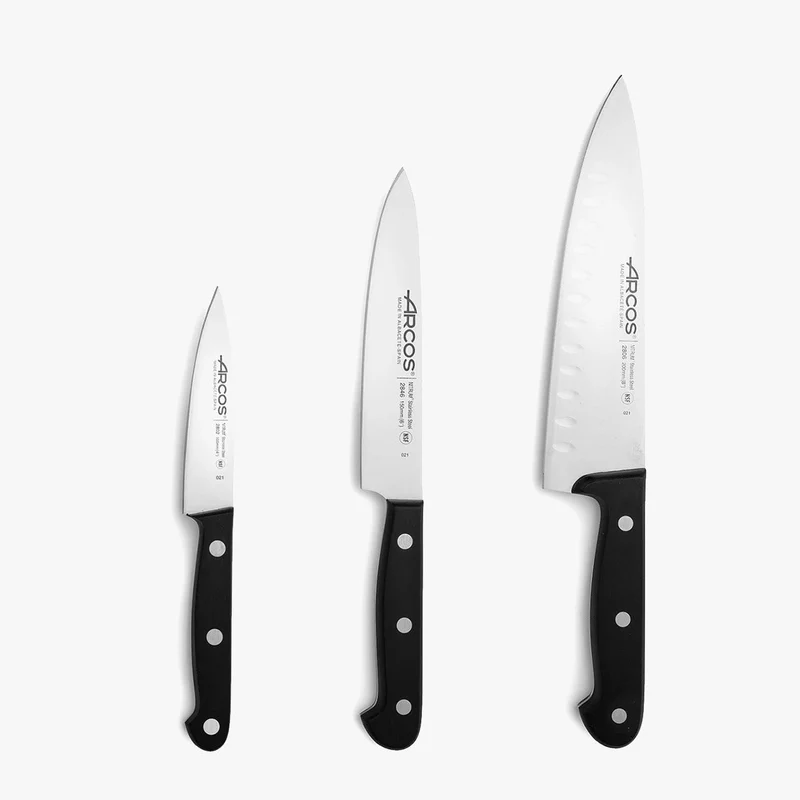 Arcos Universal Küchenmesser-Set, Stainless Steel, Schwarz, 3