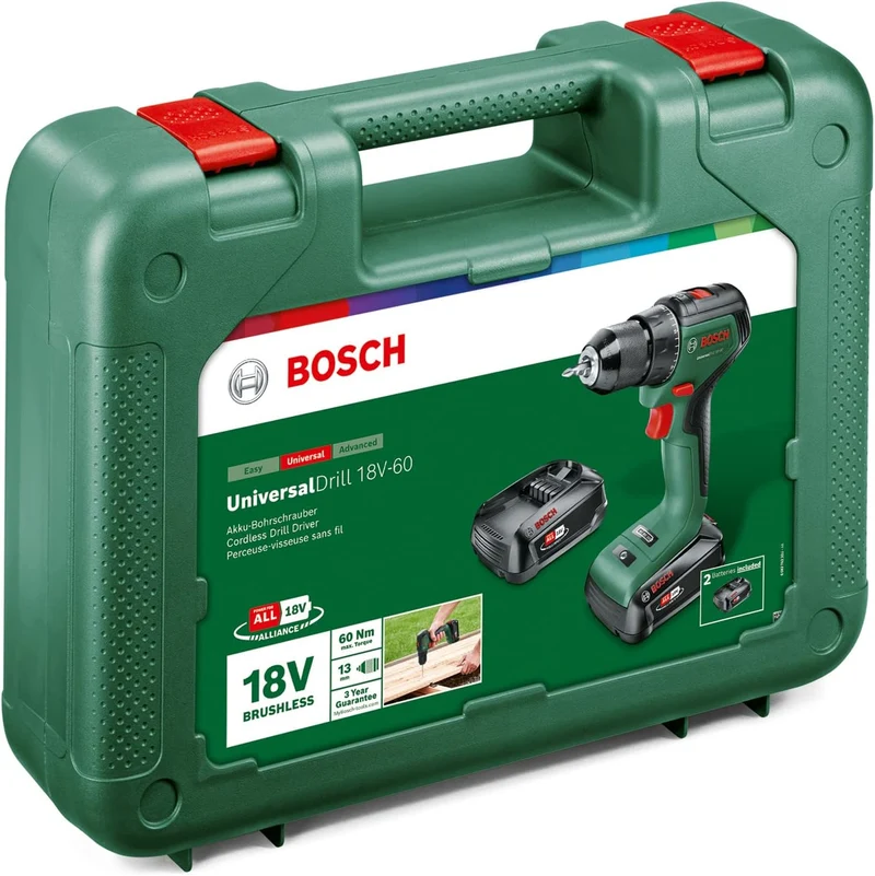 Bosch Home and Garden Home and Garden Akkuschrauber UniversalDrill 18V-60 (2 Akku, 18 Volt System, i