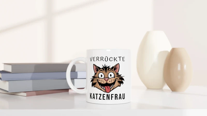 Verrückte Katzenfrau - Tasse