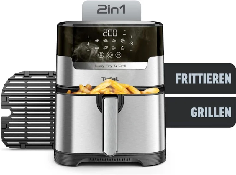 Tefal EY505D Easy Fry & Grill Heissluftfritteuse | 2-in-1 Technologie (Air Fryer und Grill) | Digita
