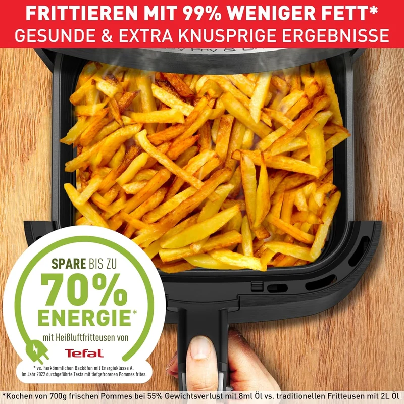 Tefal EY505D Easy Fry & Grill Heissluftfritteuse | 2-in-1 Technologie (Air Fryer und Grill) | Digita