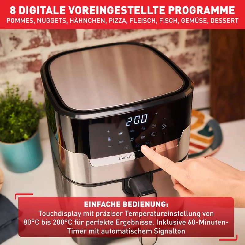 Tefal EY505D Easy Fry & Grill Heissluftfritteuse | 2-in-1 Technologie (Air Fryer und Grill) | Digita