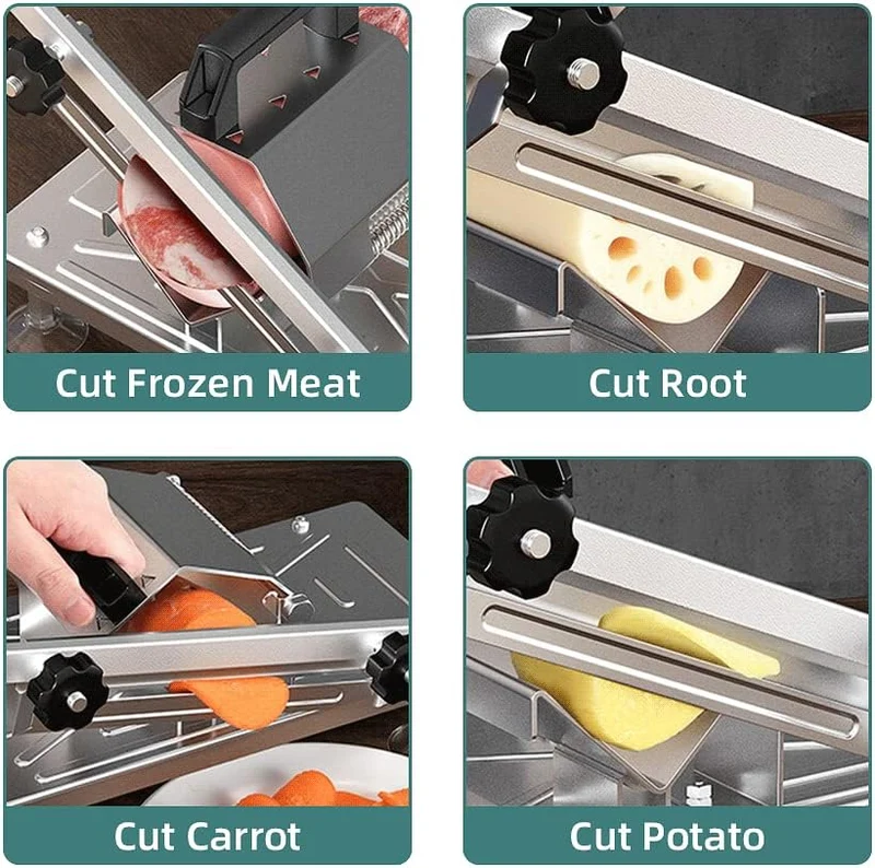 Edelstahl-Lebensmittelschneider, manueller Fleischschneider für Steaks und Lammrollen, ideal für BBQ