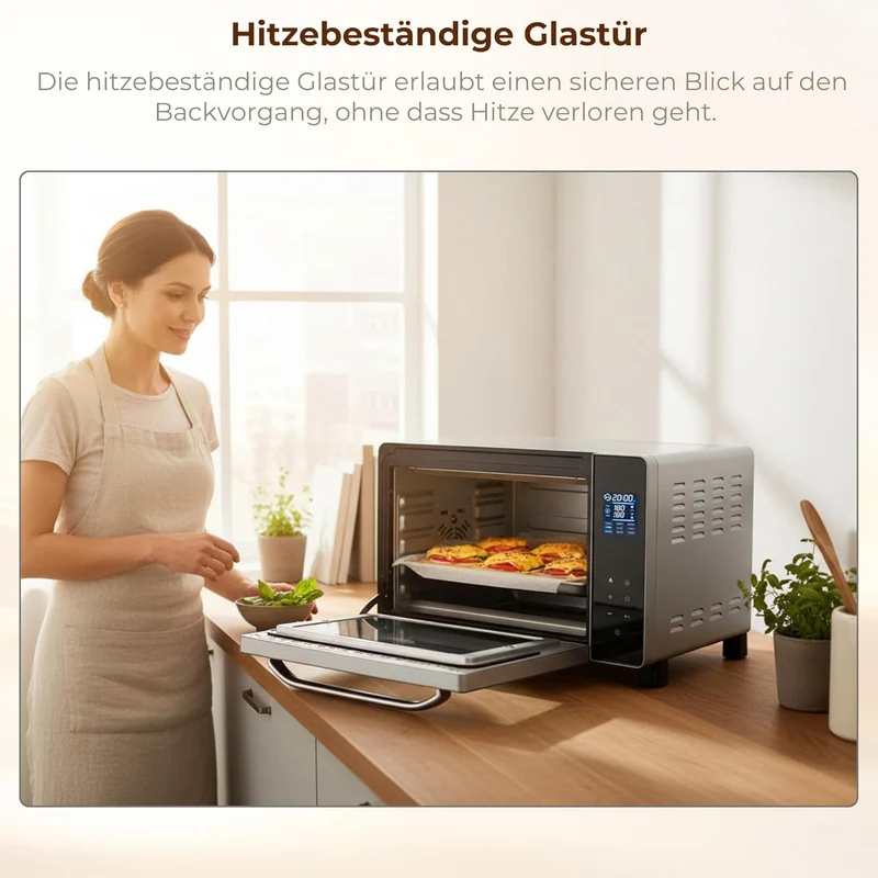 Syntrox Germany 45 Liter Digitaler Edelstahl Mini Stand Backofen mit Umluft und Drehspiess Miniofen