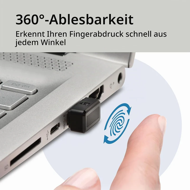 Kensington K67977WW VeriMark ultrasichere USB Fingerabdruckverschlüsselung (für Windows Anmeldung (W