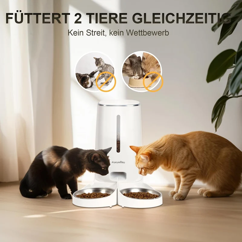 FUKUMARU Futterautomat Katze,Katzenfutter Automat mit Programmierbaren Timern, Automatische Futtersp