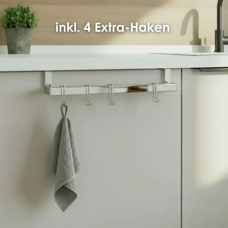DEELIA® Geschirrtuchhalter Küche | Handtuchhalter ohne Bohren zum Einhängen am Küchenschrank | inkl.