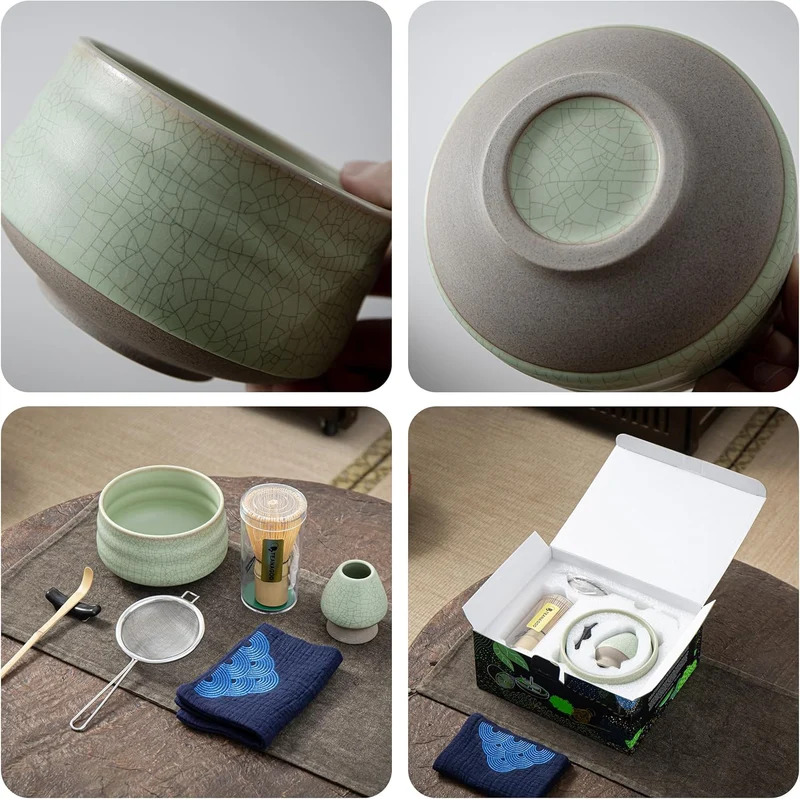TEANAGOO Matcha Set| Matcha Besen|Matcha Tea Set | Matcha Schale| Matcha Whisk,Schaufel, Sieb, Match