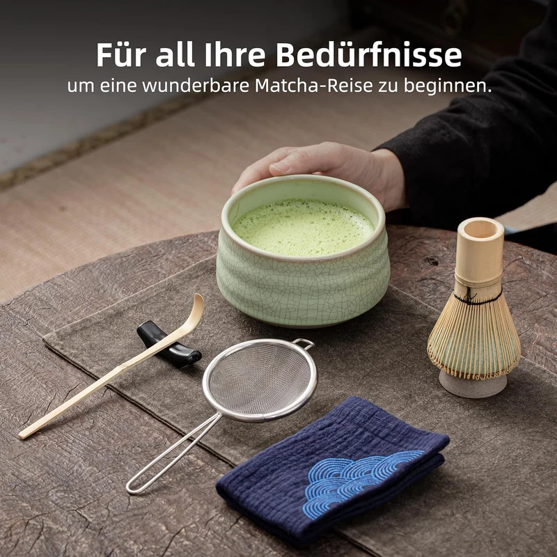 TEANAGOO Matcha Set| Matcha Besen|Matcha Tea Set | Matcha Schale| Matcha Whisk,Schaufel, Sieb, Match