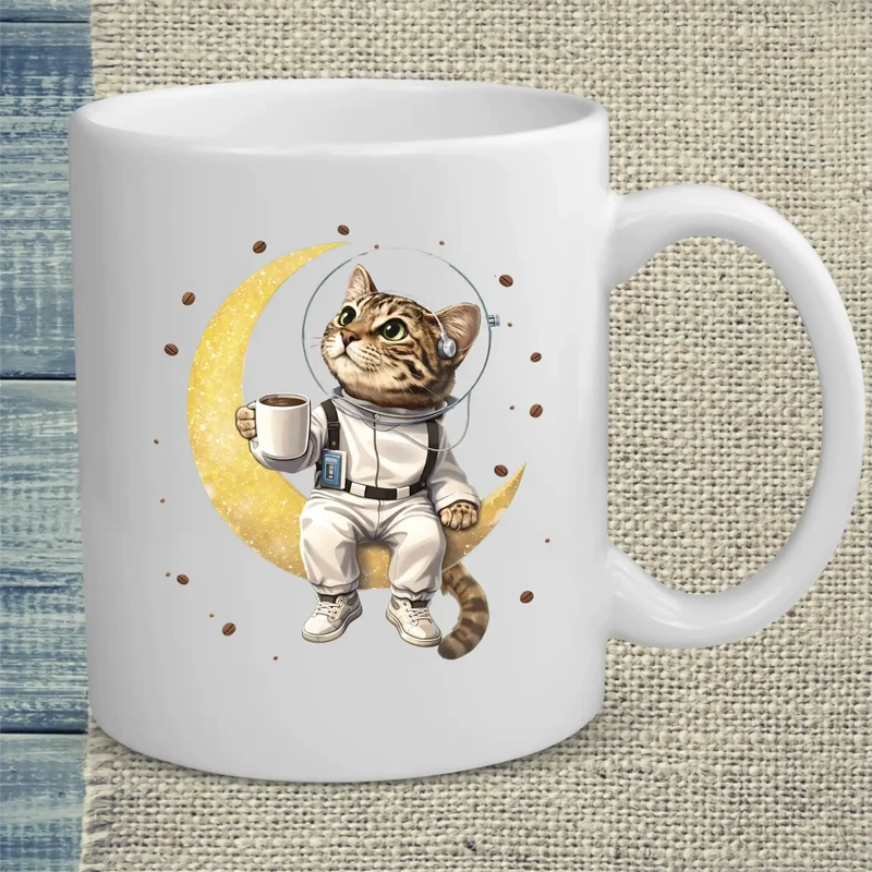 Katze am Mond - Tasse
