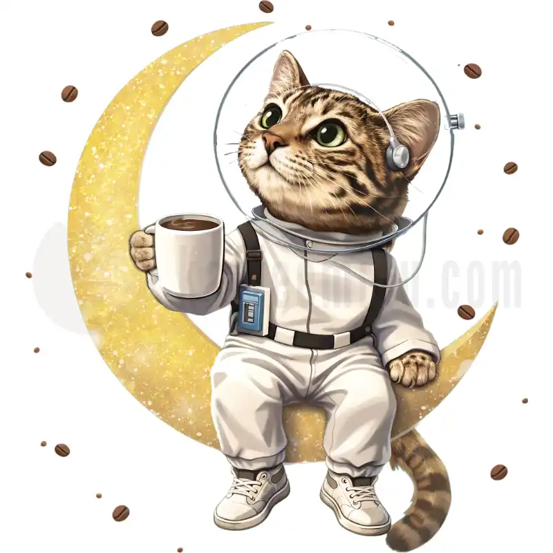 Katze am Mond - Tasse
