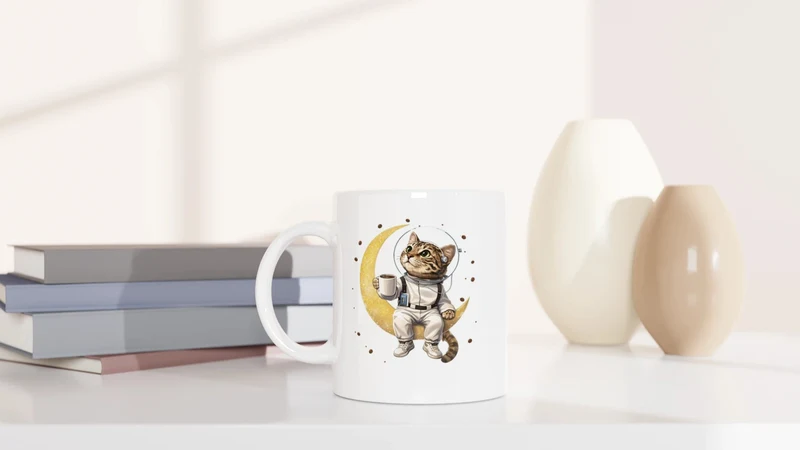 Katze am Mond - Tasse