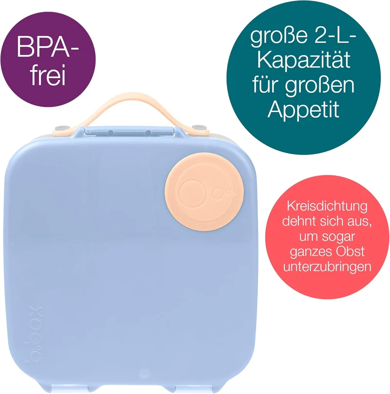 b.box Lunchbox für Kinder, limitierte Auflage, Farbe, 4 Fächer (2 auslaufsicher), grosse Grösse für
