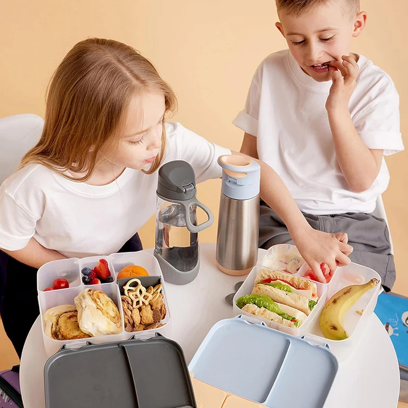 b.box Lunchbox für Kinder, limitierte Auflage, Farbe, 4 Fächer (2 auslaufsicher), grosse Grösse für
