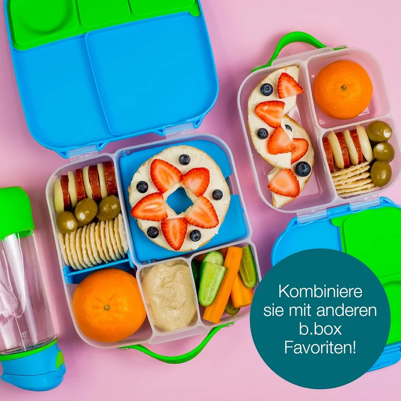 b.box Lunchbox für Kinder, limitierte Auflage, Farbe, 4 Fächer (2 auslaufsicher), grosse Grösse für