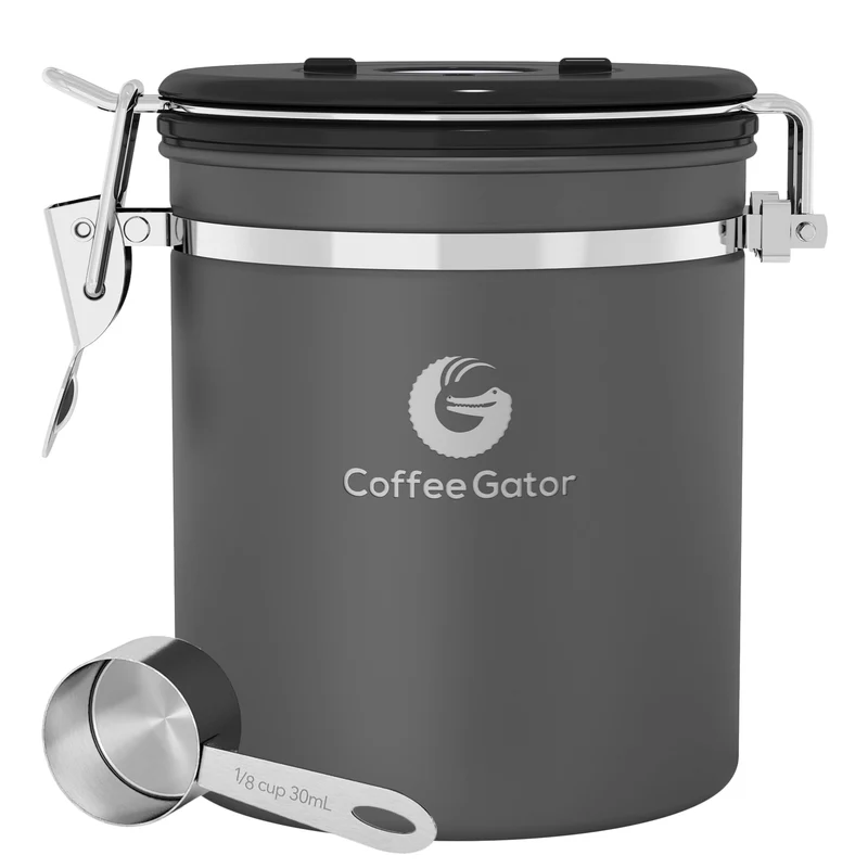 Coffee Gator Kaffeedose Luftdicht (Mittel 1,3 L) - Kaffeebohnen Behälter aus Edelstahl mit CO2-Venti