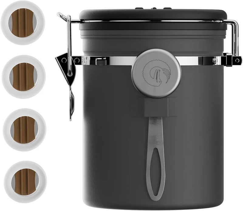 Coffee Gator Kaffeedose Luftdicht (Mittel 1,3 L) - Kaffeebohnen Behälter aus Edelstahl mit CO2-Venti