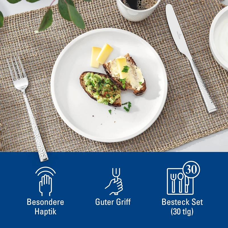Villeroy und Boch Blacksmith Tafelbesteck für bis zu 6 Personen, 30-teilig, Edelstahl 30tlg. Metall,